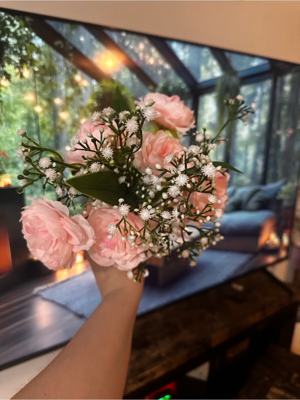 Pink Rose and Baby's Breath Bouquet